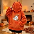 thumbnail image 7 of AHMOMEI Halloween 3D Pumpkin Hoodies Full Zip Front Hood Fuzzy Unisex Ghost Sweatshirt with 3D Hood & Kangaroo Pocket Spooky Orange Hoodie for Halloween Party Daily Wear XXL, 7 of 7