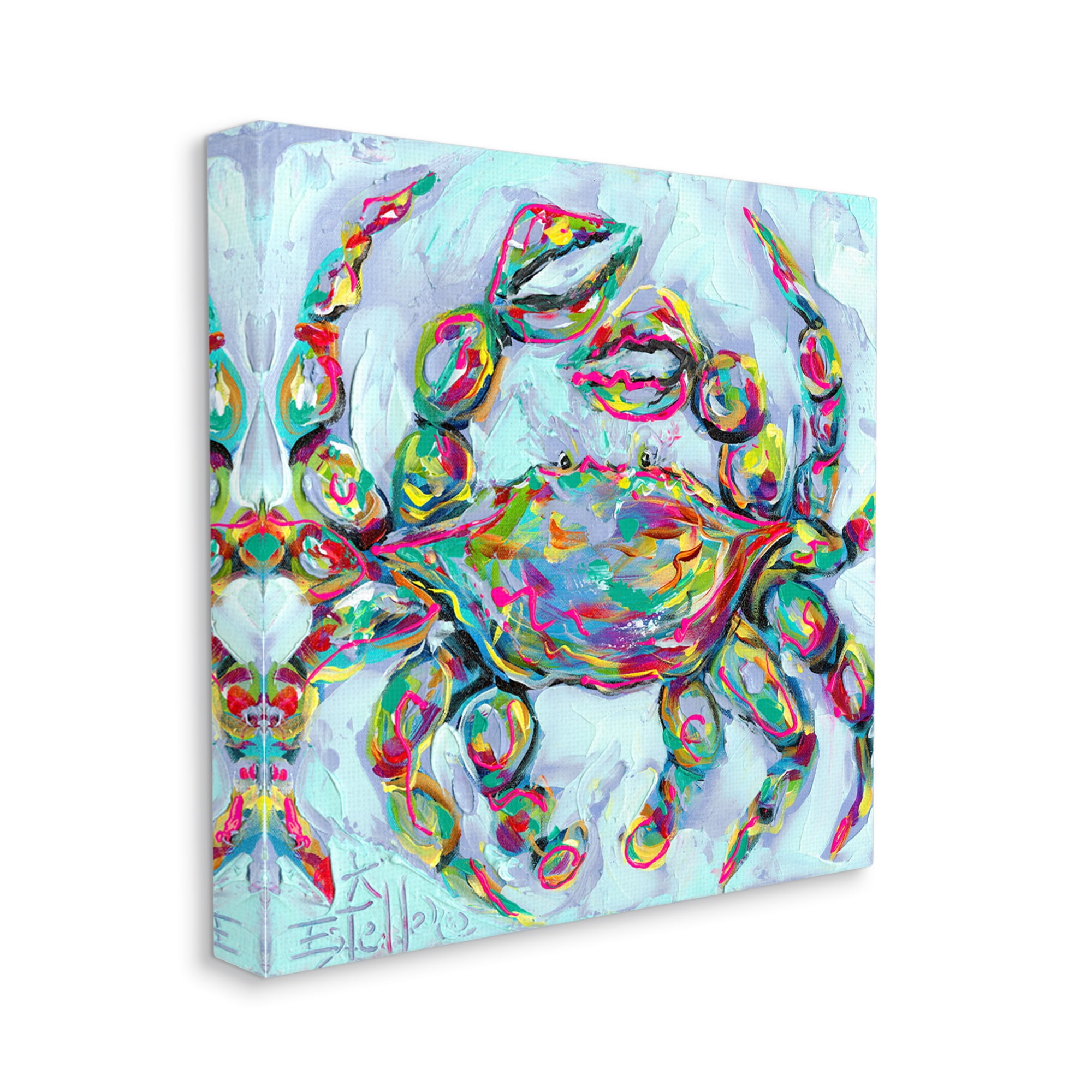 Stupell Industries Modern Crab Portrait Animals & Insects Painting Gallery Wrapped Canvas Art Print Wall Art, 36 x 36