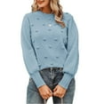 thumbnail image 2 of Buigttklop Sweaters for Women Pure Colour Hairball Round-Neck Sweater, 2 of 6