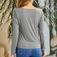 thumbnail image 4 of Blusa Fruncida Manga Larga Color Puro Slim Fit Moda Elegante Mujer Fruncida Top Gris XXL, 4 of 6