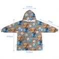 thumbnail image 7 of Brown Highland Cow Blue Bucket Flower Pattern Blanket Hoodies for Kids 6-13YR Oversize Wearable Blanket Hoodies for Boys Girls Teens, 7 of 7