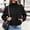 Black, variant on Women's Faux Suede Cropped Jacket Stand Collar Full Zip Long Sleeve Casual Bomber Coat with Pockets Fall Outerwear