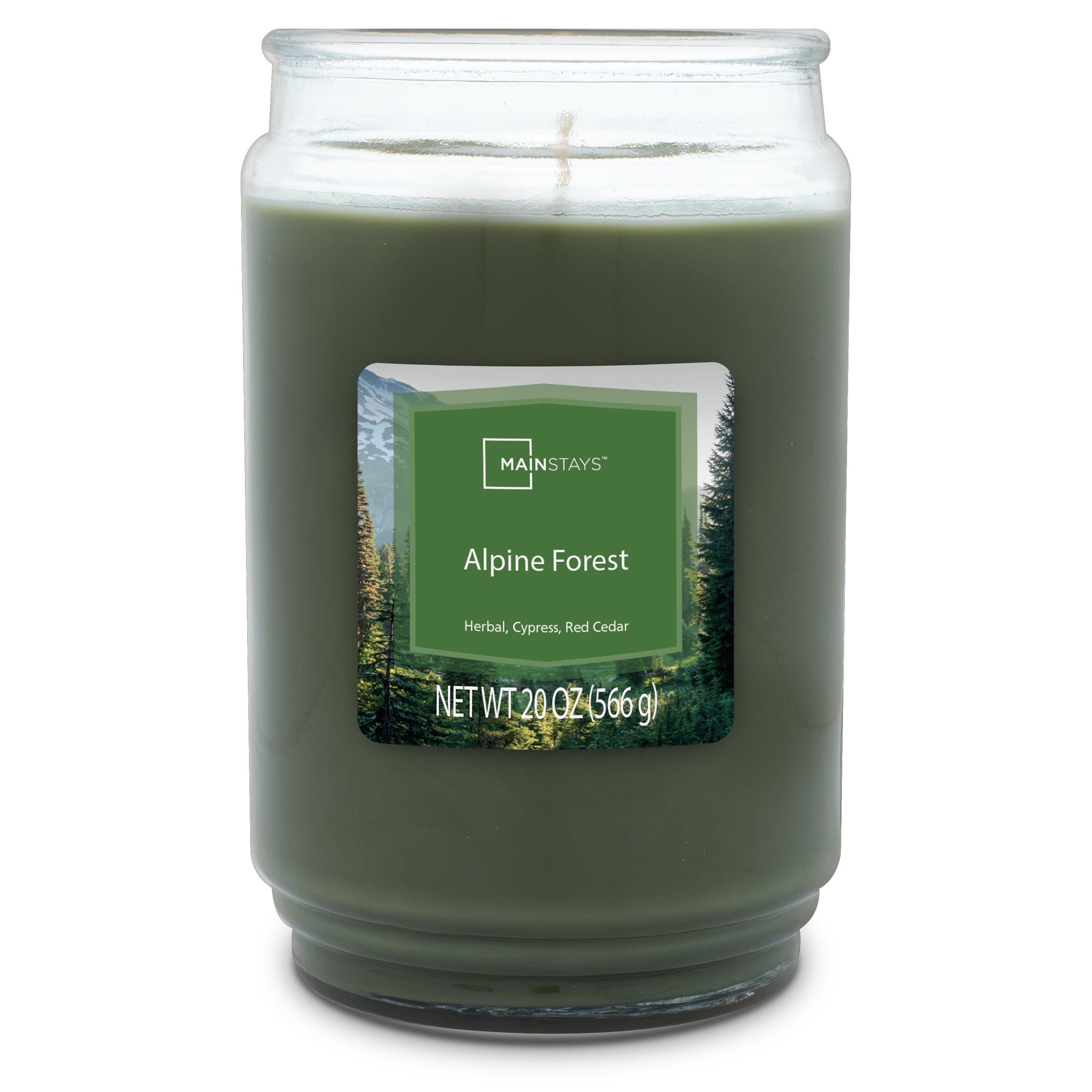 Mainstays Single-Wick Scented Glass Jar Candle, Alpine Forest, 20oz.