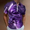 thumbnail image 2 of Purple Wolf Men Zipper T-shirt Summer Casual Short Sleeve T-shirt Top, 2 of 7