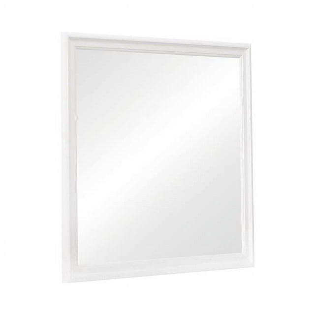Benjara BM230514 Molded Wooden Frame Mirror with Mounting Hardware, White