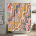 thumbnail image 7 of Vintage Abstract Art Fabric Shower Curtain Pastel Rainbow Colorful Groovy Waves Stripes Geometric Bathroom Shower Curtains 72x72in, 7 of 7