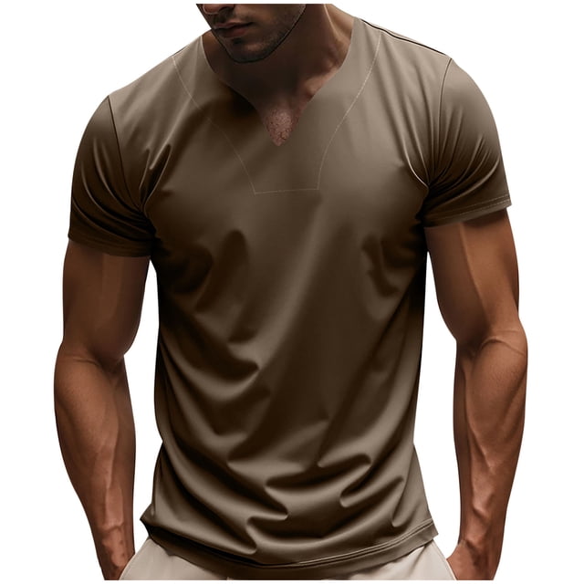pstuiky camisetas para hombre, Camisa informal vintage con botones y cuello redondo y manga corta para hombre camisas casuales para hombre s
