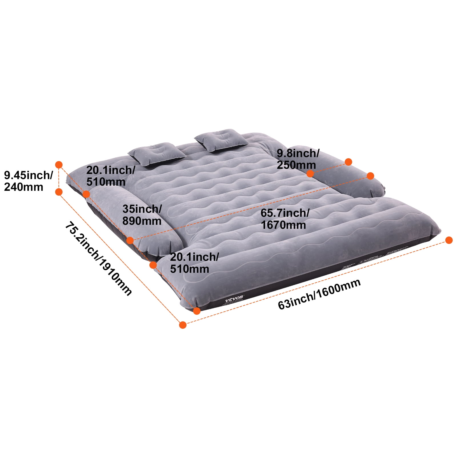 SKYSHALO Truck Bed Air Mattress 9.45 inches Waterproof Inflatable with 12V Pump, 6-6.5 ft