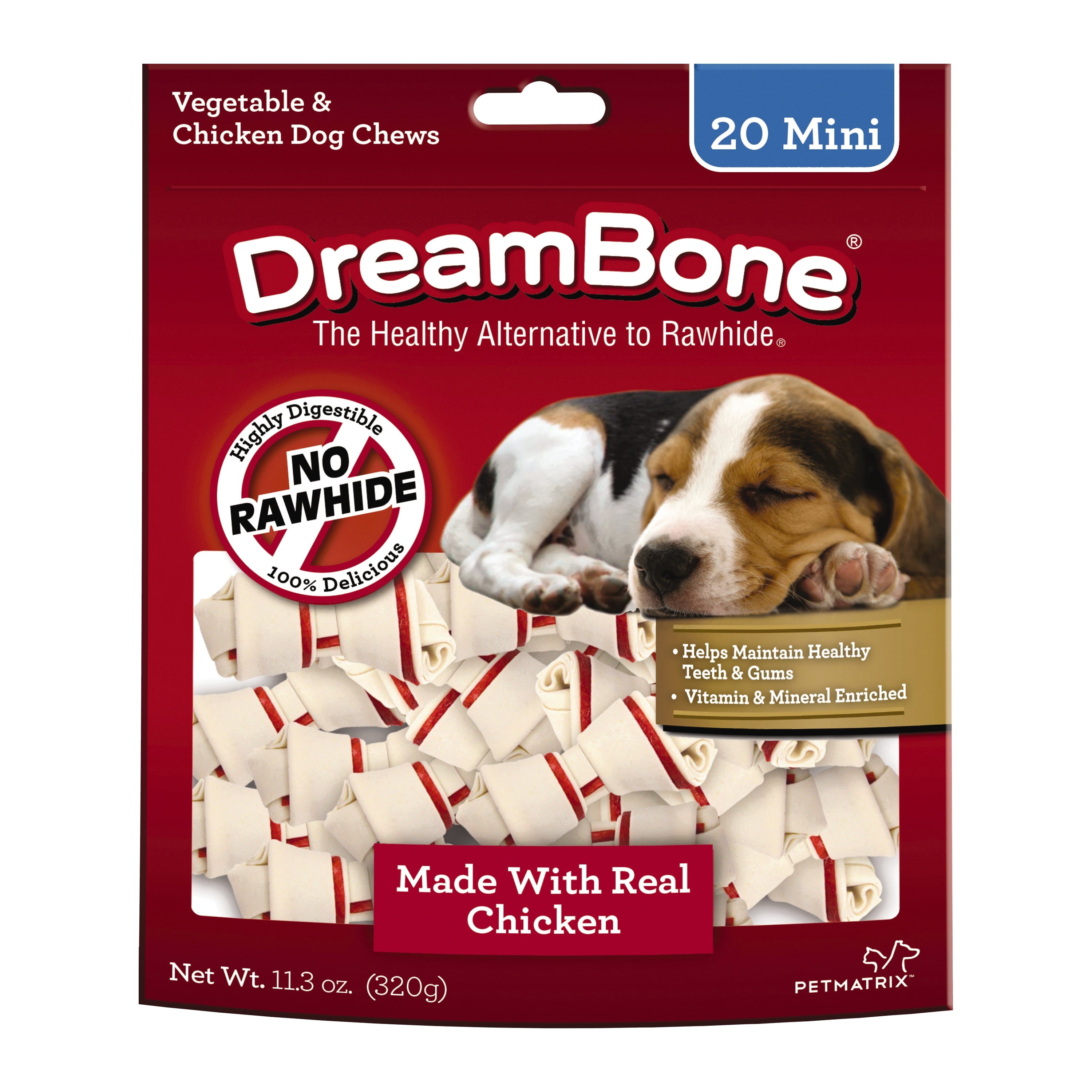 DreamBone Chicken Flavored Rawhide-Free Dog Chews, Mini, 11.3 Oz. (20 Count)