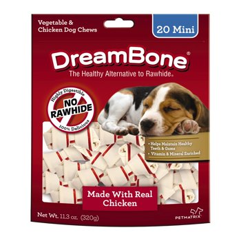 Dream Chicken Flavored Rawhide-Free Dog Chews, Mini, 11.3 Oz. (20 Count)