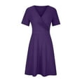 thumbnail image 3 of CHGBMOK Womens Plus Size Summer Dress 2024 Casual Short Sleeve Empire Waist Loose Fit Swing T-Shirt Dress Purple, 3 of 6