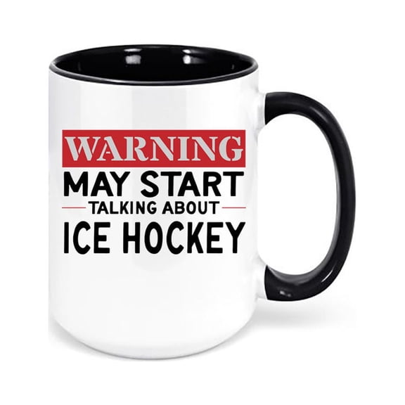 Hockey Mug, Thinking About Ice Hockey, Hockey Coffee Cup, Hockey Gift, Gift For Him, Ice Hockey Mug, Hockey Cup, Sublimated Design, Hockey, BLACK