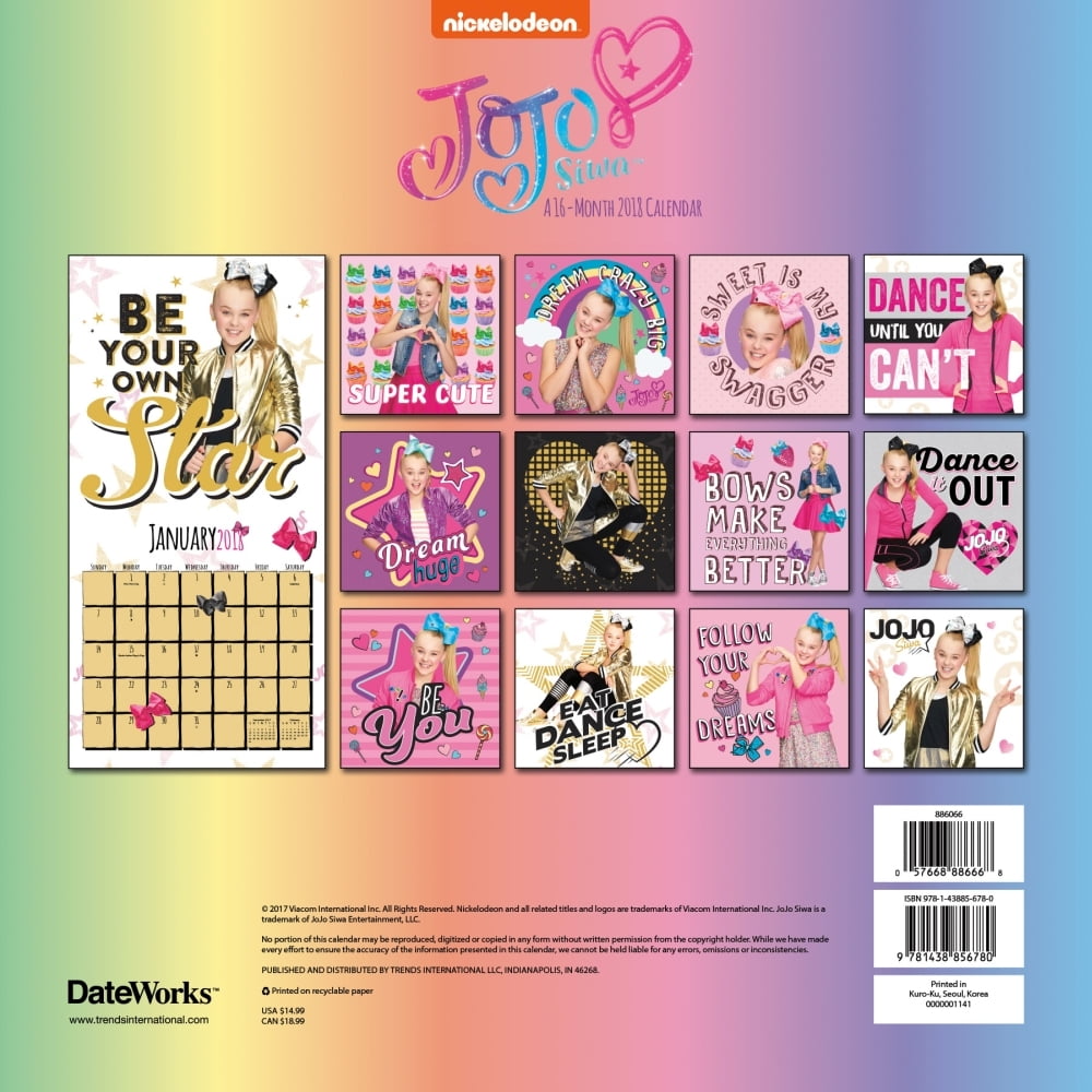 Jojo Siwa Wall Calendar, Anime by Trends International - Walmart.com
