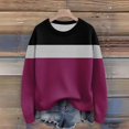 thumbnail image 3 of Long Sleeve Pullover Sweaters For Women O Neck Casual Cute Printing Knit Oversized Sweater for Fall Winter Vintage Feel,Dark Purple,L, 3 of 6