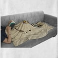 thumbnail image 6 of Guitar Soft Flannel Fleece Throw Blanket, Abstract Funky Guitar Instrument Melody Musical Notes and Hand Writing, Cozy Plush for Indoor and Outdoor Use, 60" x 80", Sand Brown Multicolor, by Ambesonne, 6 of 6