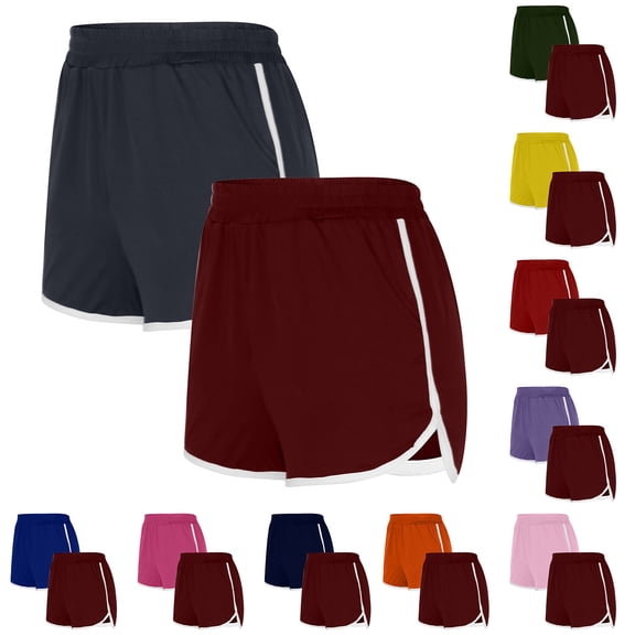 YOIAVAIOY 2 Pack Women's Yoga Dance Short Pants Sport Shorts Summer Athletic Cycling Hiking Sports Shorts Red M