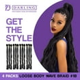 thumbnail image 6 of (2 pack) Darling Pre-Stretched Loose Body Waves Braid Hair 3X Pack, 52 inch, #1B, Adult, Women, 6 of 9