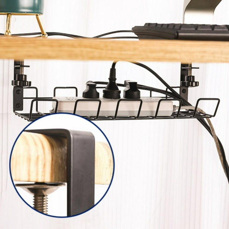 Under Desk Cable Management - Wire Organizer Under Desk - Perfect Under  Table Cable Management (Black Wire Tray - 14.6 x 5.7 x 5.7) 