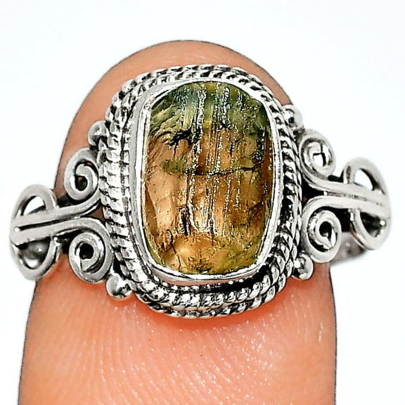 Natural Yellow Scapolite Rough 925 Sterling Silver Ring s.8.5 Jewelry R-1345 SDR238603