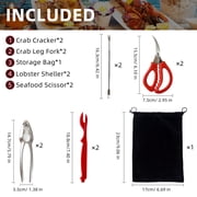 SUSWIM Seafood Cracker Tool Set With Lobster Sheller Stainless Steel Crab Crackers Crab Leg Fork Seafood Scissors And Storage Bag, Crab Leg Pick Utensils Set Crab Eating Tools (9Pcs)