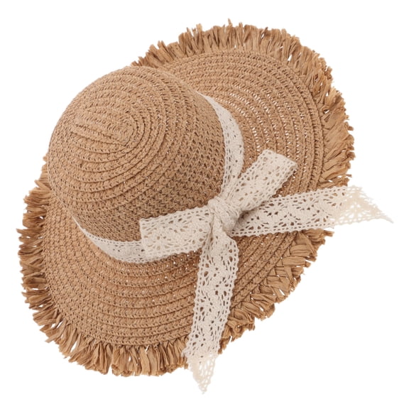 LABSERRON Miniature Woven Hat Khaki Paper Straw Foldable Doll Hat For Crafting Projects 1Pack 7.9X7.9X2.7In