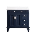 thumbnail image 6 of ANGELES HOME 36" Bathroom Vanity with Single Sink, Solid Wood Bathroom Makeup Cabinet W/ 2 Doors and 3 Drawers, Bathroom Vanity Storage Organizer with Carrara White Quartz Countertop Navy Blue, 6 of 8