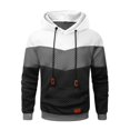 thumbnail image 4 of Men's Hoodies Sweatshirt with Kangaroo Pocket Novelty Color Block Pullover Long Sleeve Drawstring Hooded Tops, 4 of 5