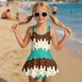 thumbnail image 3 of Xixirimido Ice Cream Print Girls One-piece Swimsuits Sleeveless Swimwear with Skirt & Built-in Shorts Hawaiian Beach Vacation Modest Bathing Suit, 6-7 Years, 3 of 5