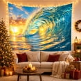 thumbnail image 3 of Barrel Wave Around a Sunlit Ocean Horizon, Adventurous Digital Art for Beach Lovers, Coastal Home Decor, Housewarming Gift, Tapestry Wall Hanging for Bedroom and Living Room, 3 of 7