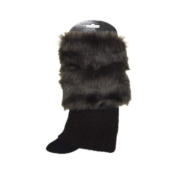 1 Paire de Jambières en Fourrure Simples Couleur Unie Accessoire de Vêtements Belles Manches de Jambes Femmes Hiver Couvre-Chaussettes Tricoté pour Filles Café