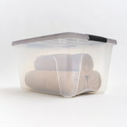IRIS 32 Qt. Plastic Storage Bin with Lid, Stackable Storage Containers, Tote