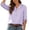 Purple, variant on 3/4 Roll Up Sleeve Tunics for Women Loose Fit Striped Henley Shirts Dressy Casual V Neck Button Trim T-Shirts