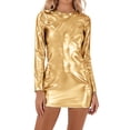 thumbnail image 1 of QHFBli Femmes Brillant Col Roulé Manches Longues Gymnastique Danse Justaucorps justaucorps Shorts Combinaison Rave, 1 of 4