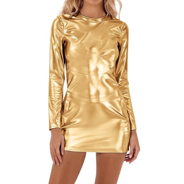 QHFBli Femmes Brillant Col Roulé Manches Longues Gymnastique Danse Justaucorps justaucorps Shorts Combinaison Rave