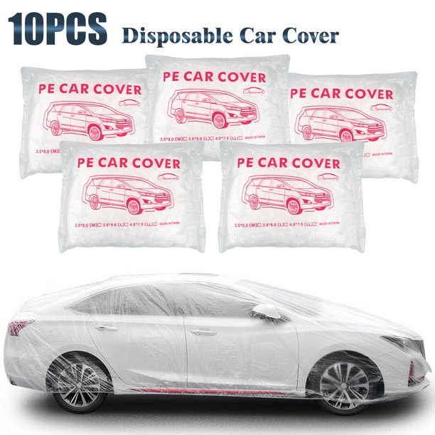Htwon Universal Rain Dust Garage Clear Plastic Disposable Car Cover
