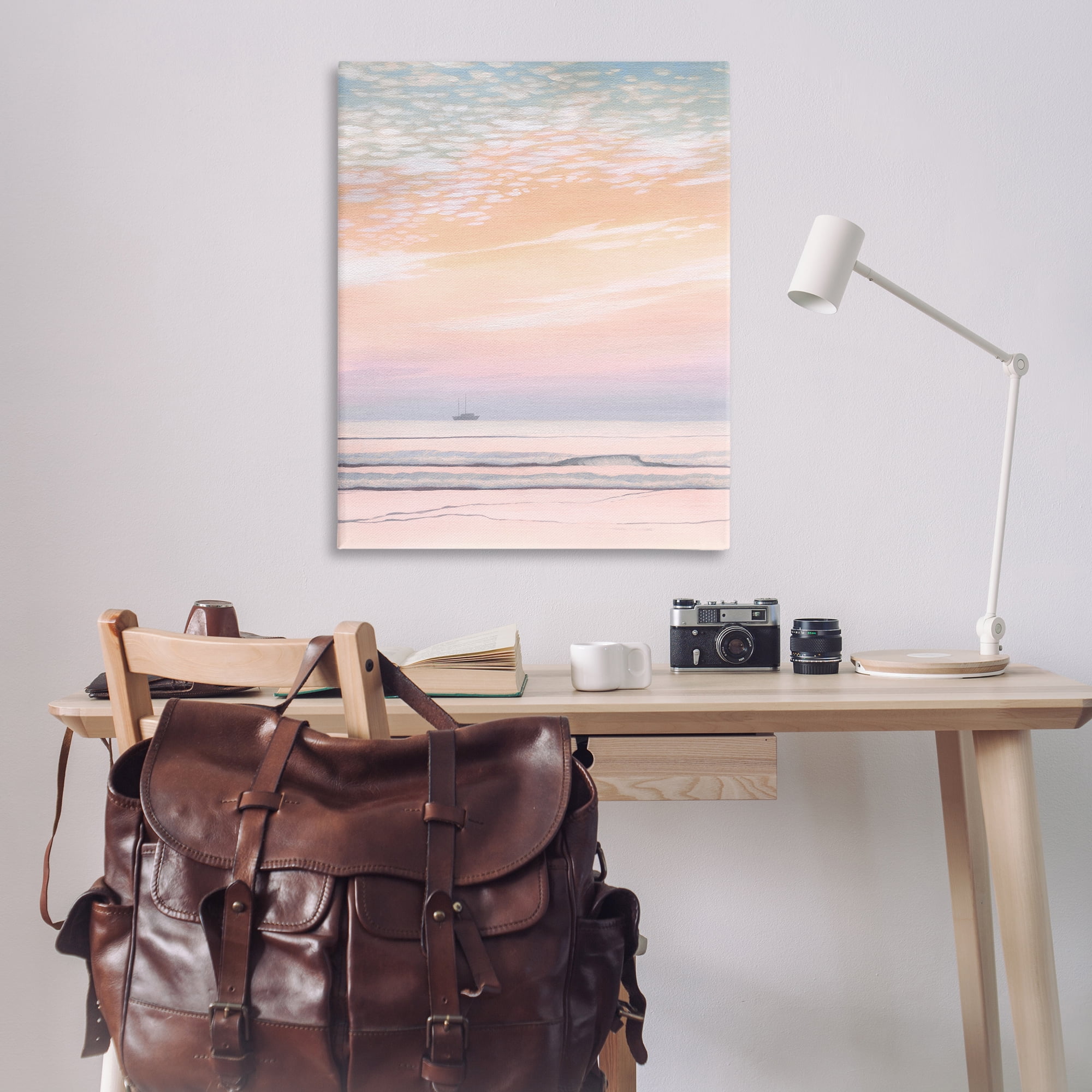 Stupell Industries Orange Sunrise & Boat Nautical & Beach Painting Wrapped Canvas Art Print Wall Art, 36 x 48