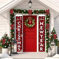 NWOKYZGH Merry Christmas Banners with String Lights, Christmas Decoration Banners for Outside, Timed Christmas Door Banners, Christmas Decorations for Porch Sign, Indoor, Yard