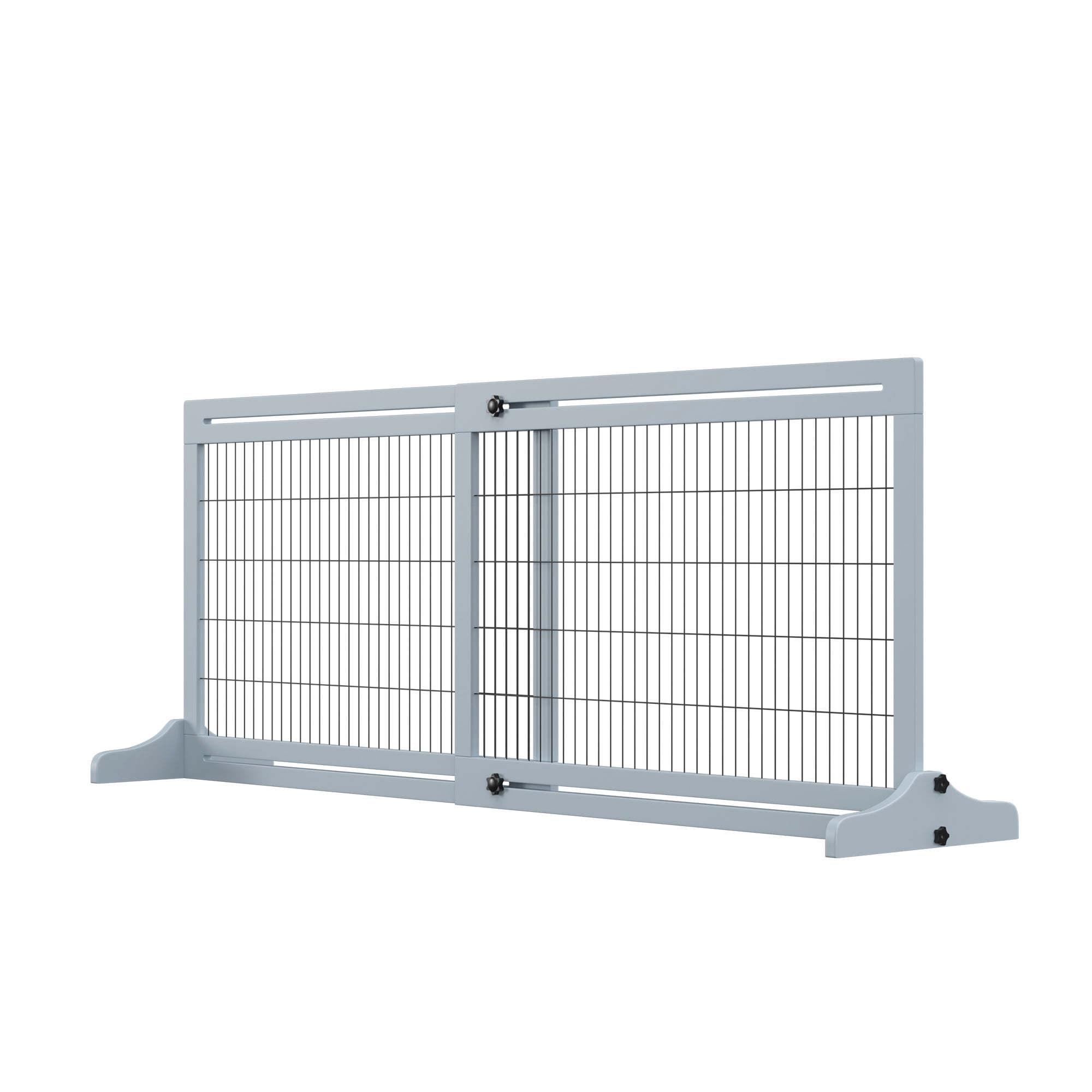 Favory 71" Extra Wide Freestanding Pet Gate with Adjustable Length Dog, Cat, Barrier for House, Doorway, Hallway,Long Adjustable Pet Gate, Dog Barrier,Blue-grey