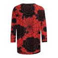 thumbnail image 4 of Yeaiivve Happy Halloween Tops for Women 3/4 Sleeve Casual Tshirts Holiday Novelty Printed Graphic Tees Soft Crewneck Loose Fit Blouse XXL, 4 of 5