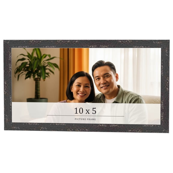 10x5 Frame Black Solid Wood Picture Frame Width 1.125 Inches | Interior Frame Depth 0.5 Inches |