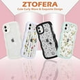 thumbnail image 5 of for iPhone 12/12 Pro Case 6.1 inch,Cute Curly Wave Frame Shape Case with Star Space Pattern, Clear Slim Shockproof Hard PC Bumper Phone Case for iPhone 12/12 Pro, White, 5 of 18