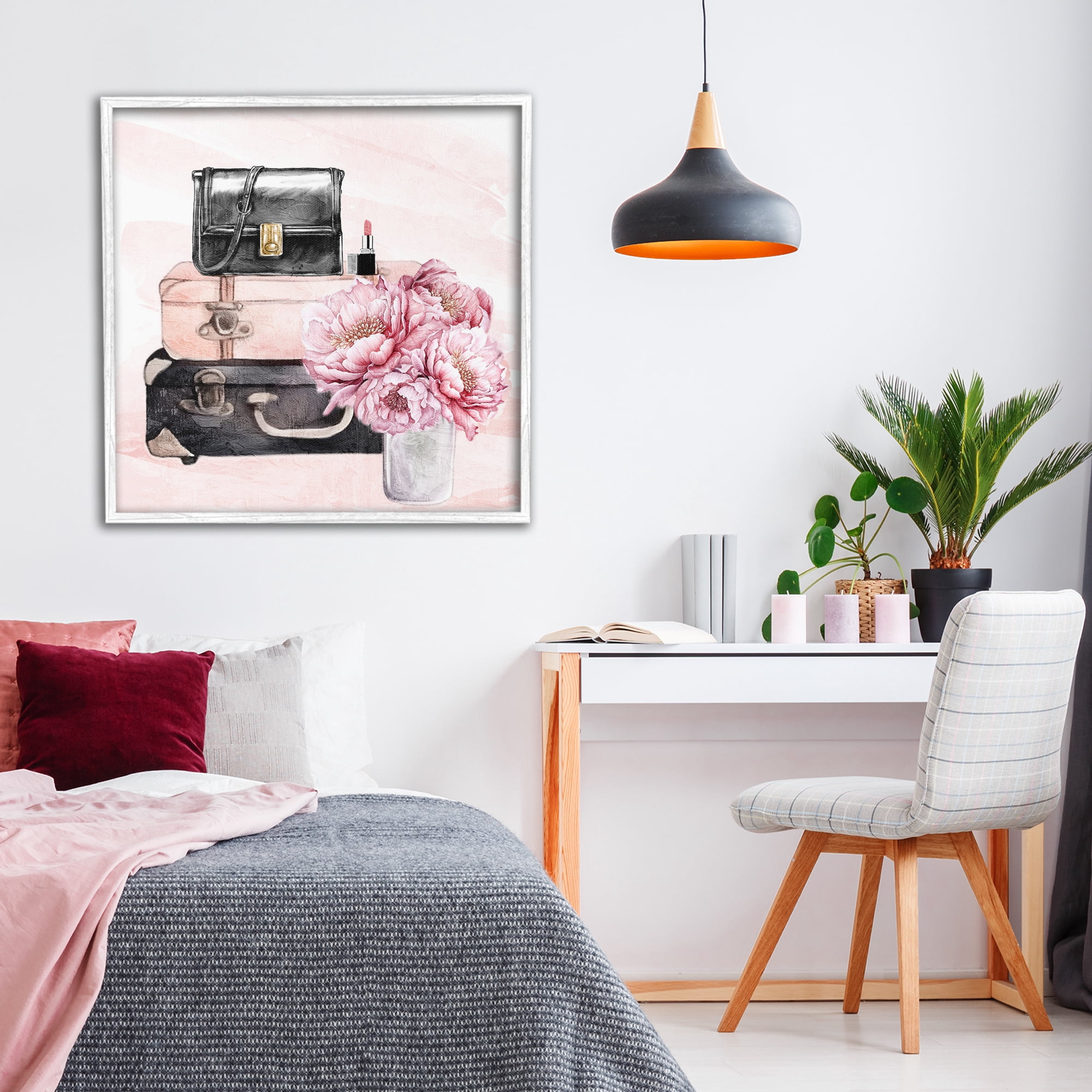 Stupell Industries Glam Time Stacked Bags White Framed Giclee Art, design by Kim Allen