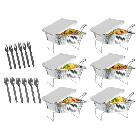 Teqhome 36Pcs Disposable Chafing Dish Buffet Set Food Warmers for Parties Catering Supplies Buffet Display Half Size Single Pan Warming Trays
