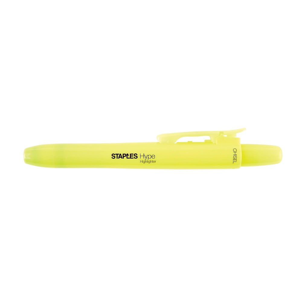 Staples Hype! Retractable Highlighters Yellow 4/Pack (13220) Walmart