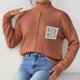 thumbnail image 5 of Suéter de cuello alto para mujer, blusas con empalmes de encaje, camiseta de cuello alto, suéter casual de moda, top acrílico para mujer, 5 of 6
