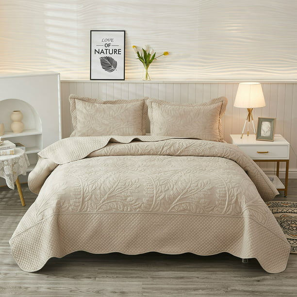 MarCielo 3-Piece 100% Cotton Oversized Bedspread Set Coverlet Set ...