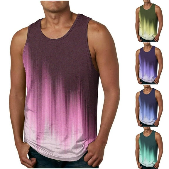HAOTAGS Tank Top Men, Summer Outerwear Breathable Sleeveless Causal Tops Purple 2XL