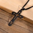 thumbnail image 3 of PAMTIER Unisex Stainless Steel Personality Hip Hop Creative Cutout Openwork Cross Pendant Amulet Crucifix Necklace Simple Jewelry Black Free Chain, 3 of 6