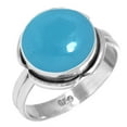 thumbnail image 1 of 925 Sterling Silver Ring For Women - Teens Blue Chalcedony Gemstone Silver Ring Size 7 Elegant Silver Ring Size 7 Christmas - Gift For Ladies 925 Silver Gemstone Jewelry, 1 of 5