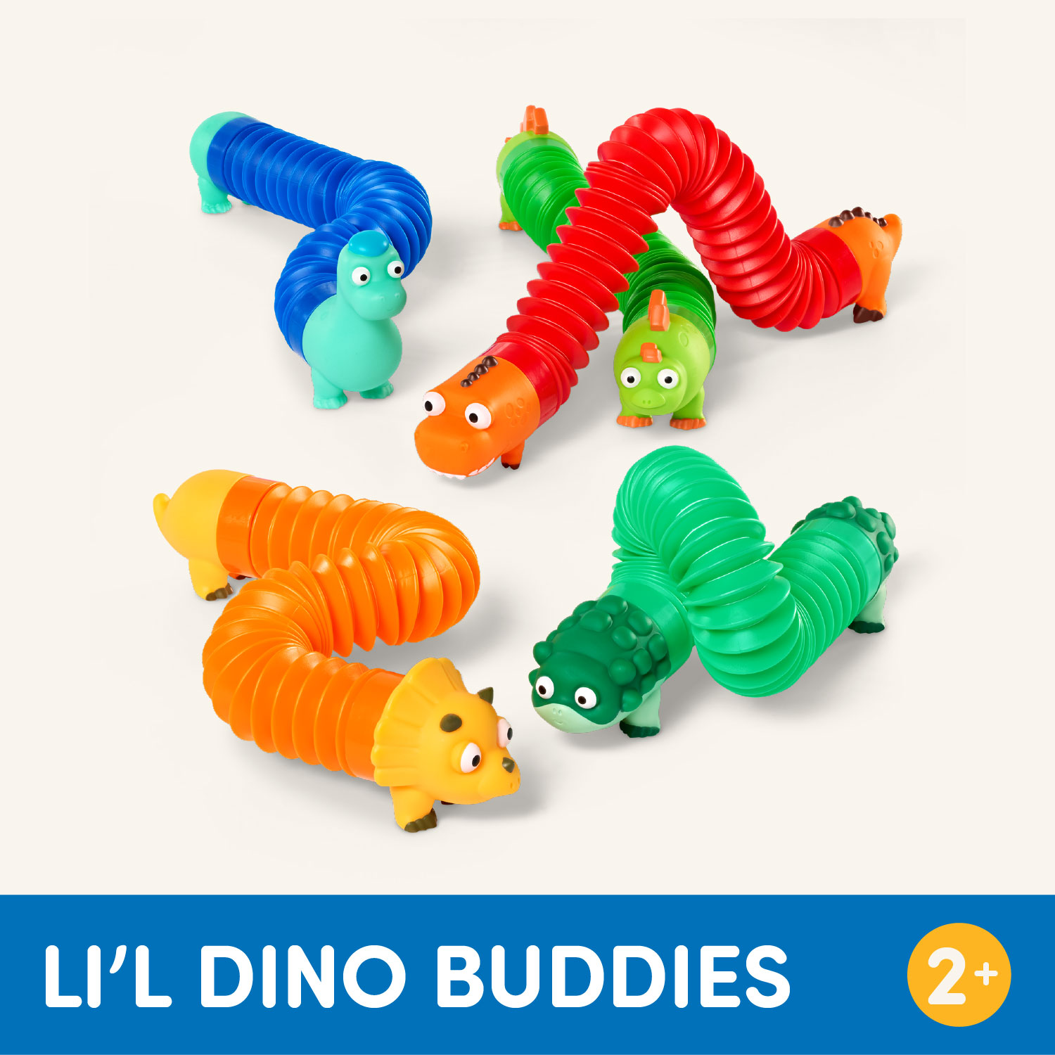 Battat Li'l Dino Buddies Tubos Sensoriales de Dinosaurios 15 Piezas, Juguetes para Niños Pequeños y Preescolares de 2 Años o Más 4